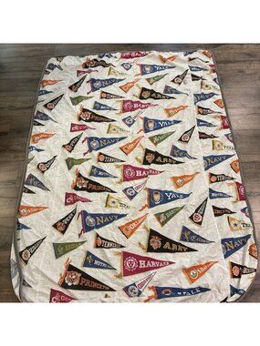 Vtg 70’s Sears Roebuck College Football Fraternity Bedspread Coverlet 58” X 80”